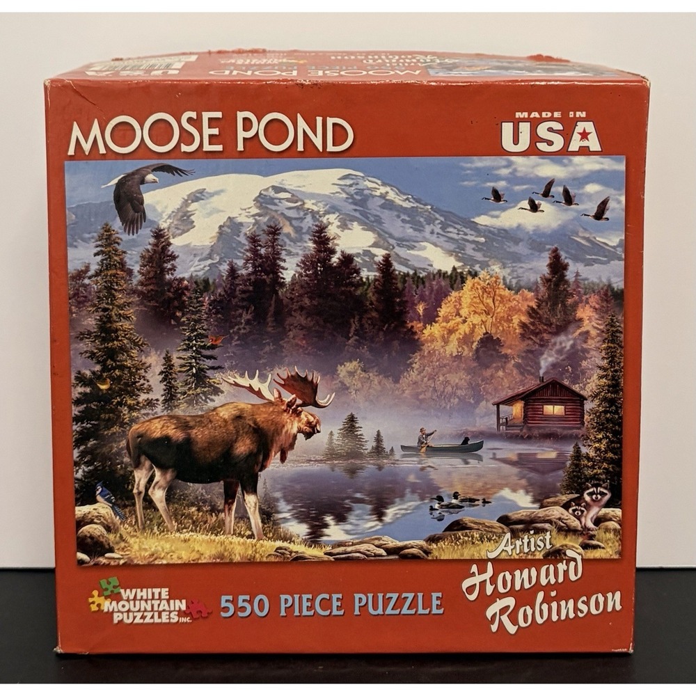 White Mountain Puzzles Moose Pond jigsaw puzzle RARE 2008 COMPLETE